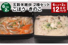 【6ヶ月毎2回定期便】 五穀米雑炊 2種セット（ごぼう・きのこ） 計12パック（6パック✕2回） 五穀米 雑炊 うるち米