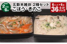 【2ヶ月毎6回定期便】 五穀米雑炊 2種セット（ごぼう・きのこ） 計36パック（6パック✕6回） 五穀米 雑炊 うるち米