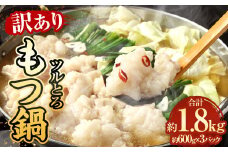 【訳あり】 ツルとろもつ鍋 600g×3パック 計約1.8kg モツ鍋 牛もつ鍋