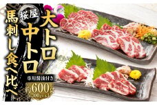 【桜屋】 大トロ中トロ馬刺し 食べ比べ （各300g） 計600g （専用醤油付き150ml×1本） 馬刺 ばさし 馬肉 大トロ 中トロ セット