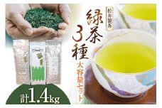 【 栽培期間中農薬不使用 ・ 化学肥料不使用 】 緑茶 3種 セット 計1.4kg [松井製茶 熊本県 五木村 51120224] 小分け 五木茶 柳茶 棒茶 