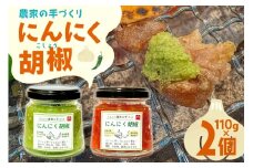 こしょう にんにく農家の手づくり にんにく胡椒 赤唐辛子 青唐辛子 各1個 計2個 [山之一 熊本県 五木村 51120357] にんにく 胡椒 唐辛子 ペースト 小分け