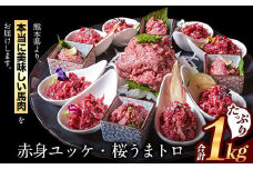 赤身ユッケ桜うまトロセット 計1kg 1000g ユッケ 桜うまトロ(ネギトロ) 馬肉 冷凍 《60日以内に出荷予定(土日祝除く)》 新鮮 さばきたて 真空パック 肉 熊本県球磨郡山江村 馬刺し おつまみ SEN st-p