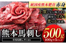 赤身馬刺し500g【純国産熊本肥育】生食用 冷凍《30日以内に出荷予定(土日祝除く)》送料無料 熊本県 球磨郡 山江村