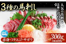 3種の馬刺し 赤身 フタエゴ サガリ 300g 各100g 醤油付き 5ml×2袋 山江村（桜屋）《30日以内に出荷予定(土日祝除く)》熊本県 山江村 馬肉 馬刺し 熊本県産 国産