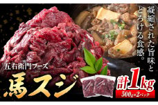 馬肉 馬スジ 500g × 2パック 1kg 五右衛門フーズ 《60日以内に出荷予定(土日祝除く)》 熊本県 球磨郡 山江村 馬肉 肉 国産 スジ カレー 煮込み おでん おかず 送料無料