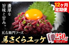 馬肉 馬さくらユッケ 125g × 2パック 3kg 12ヶ月定期便 五右衛門フーズ 《お申込み月の翌月から出荷開始》 熊本県 球磨郡 山江村 馬肉 肉 国産 馬 さくら ユッケ 小分け 送料無料