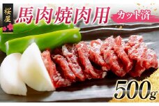 FKP9-668 【桜屋】馬肉焼肉用500g（カット済） 馬 サクラ肉 さくら肉 桜肉 馬肉 肉 食品