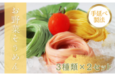 熊本県産野菜の彩り鮮やか　もっちりお野菜そうめん(3種類×2袋)セット