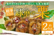 【発送時期：2025年9月中旬～9月下旬】熊本県ＪＡくま産　球磨の栗　利平 2kg(2L以上)