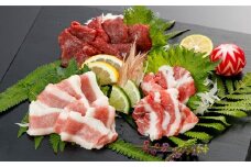 【桜屋】 馬刺し 3種 【赤身・フタエゴ・サガリ】 計450g （専用醤油付き 150ml×1本） 馬刺 馬肉 馬 冷凍
