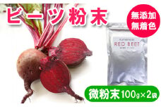 熊本県産　ビーツ粉末(微粉末) 100g×2袋　約30μm（約30マイクロメートル※細かい粉末）　 無添加 無着色