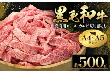 黒毛和牛 焼肉 ロース カルビ 切り落とし 500g A4 ～ A5 ランク 《30日以内に出荷予定(土日祝除く)》 ランプ ミスジ イチボ 特上 ミシュラン 国産 肉 牛肉 黒牛 天草 苓北 熊本 産地直送 送料無料