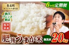 【6か月定期便】米 無洗米 熊本県産 肥後うまか米 20kg 精米 こめ  コメ お米 おこめ ブレンド米《申込月の翌月から出荷開始》熊本県産  コメ お米 おこめ