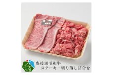 豊後黒毛和牛ステーキ・切り落し詰合せ約600g 牛肉 霜降り 黒毛和牛 モモ肉 バラ切り落とし 大分県 牛肉詰め合わせ 豊後牛 国産 赤身 A01039