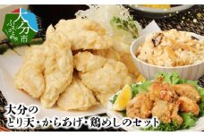 大分のとり天・からあげ・鶏めしのセット 鶏肉 とり天 からあげ 鶏めしの素 国産鶏肉使用 セット 大分名物 郷土料理 国産 混ぜるだけ  A03029