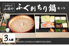 臼杵ふぐ山田や　ふぐ刺・ちり鍋セット　3人前 魚 ふぐ ちり鍋 セット 刺身 新鮮 薬味付き 大分県 冷蔵 とらふぐ ふぐ料理 ふぐヒレ  E05016