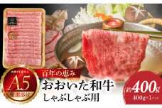 百年の恵み　おおいた和牛A5　しゃぶしゃぶ用【厳選部位】約400g 牛肉 和牛 しゃぶしゃぶ 霜降り ロース 肩ロース もも 厳選部位 黒毛和牛 冷凍 A01101