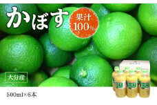 【大分県】【果汁100％】【無添加】カボス果汁　500ml×6本 大分県 果汁 飲料 さわやか 果汁100％ ストレート 常温 水不使用 カクテル かぼす 柑橘 F10041