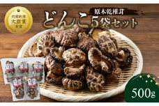 原木乾椎茸　どんこ5袋セット（合計500g） 大分県 しいたけ 肉厚 椎茸 高品質 乾燥 内閣総理大臣賞 料理 特産品 高級 個包装 F07032