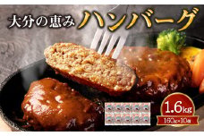 大分の恵みハンバーグ約1.6kg（約160g×10個） 大分の恵み ハンバーグ 合挽肉 レンジ 簡単調理 冷凍 短時間 厳選 肉料理 お弁当 A05067