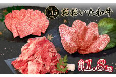 厳選A4～A5等級 おおいた和牛 ミスジステーキ用・ミスジ焼き肉用・切り落としセット 合計1.8kg 牛肉 和牛 ミスジステーキ 焼肉用 切り落としセット 赤身 霜降り すき焼き カレー おおいた和牛 A01122