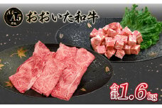 厳選A4～A5等級 おおいた和牛 肩ロースすき焼きしゃぶしゃぶ用・サイコロステーキセット　合計1.6kg 牛肉 和牛 肩ロース すき焼き しゃぶしゃぶ サイコロステーキ セット おおいた和牛 赤身 冷凍 A01123