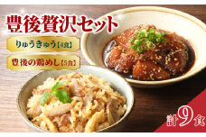 豊後贅沢セット 豊後水道の朝獲れりゅうきゅう4食 豊後の鶏めし5食 りゅうきゅう 鶏めし 新鮮 刺身 鶏肉 漬け 漬け丼 炊き込み 郷土料理 大分 E22031