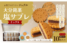 大分銘菓 塩サブレ ミックス 10個入り 菓子 おやつ 贈り物 バター 塩 手土産 お土産 ギフト あんこサンド なずなの塩 J01035