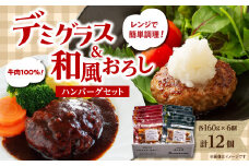 デミグラスハンバーグ・和風おろしハンバーグセット各160g×6個 肉 加工品 ハンバーグ おかず セット 簡単調理 時短 和風 食べ比べ 料理 A05071