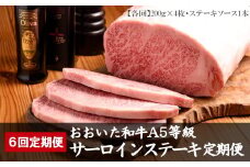 【6回定期便】おおいた和牛 A5等級 サーロインステーキ ソース付き 6回コース 合計4.8kg | 豊後牛 サーロイン ステーキ A5 和牛 牛 牛肉 お肉 肉 おにく にく ソース 6回 定期 定期便 国産 冷凍 大分県 中津市 送料無料