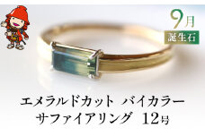 誕生石 9月 バイカラーサファイア 指輪 | リング 12号 エメラルドカット K18 PT900 プラチナ アクセサリー 婚約指輪 プロポーズ 結婚指輪 誕生日 婚約 結婚 母の日 プレゼント 祝 記念日 女性 贈り物 大分県 中津市