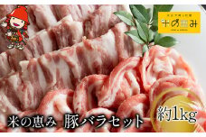 「米の恵み」豚バラセット (焼肉・しゃぶしゃぶ) 約1kg | お肉 肉 おにく にく 豚 豚肉 国産豚肉 ブランド豚 豚バラ セット 焼肉 焼き肉 しゃぶしゃぶ 惣菜 おかず 冷凍 国産 大分県産 九州産 大分県 中津市