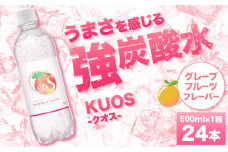 強炭酸水クオス グレープフルーツフレーバー 500ml×24本 炭酸水 たんさんすい 炭酸 たんさん 水 飲料水 みず 単品 グレープフルーツ 日田市 / 株式会社OTOGINO [AREF010]