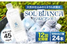 【全12回定期便】シリカ炭酸水 ソルビアンカ 500ml×24本 炭酸水 たんさんすい 水 飲料水 みず シリカ 定期便 単品 日田市 / 株式会社OTOGINO [AREF100]