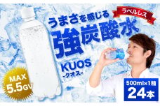 【単品】強炭酸水 クオス プレーン ラベルレス 500ml×24本 炭酸水 たんさんすい 水 飲料水 みず 強炭酸 ラベルレス 日田市 / 株式会社OTOGINO [AREF054]