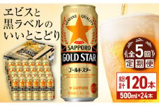 【全5回定期便】サッポロ GOLD STAR 500ml×24缶 合計120缶 日田市 / 株式会社綾部商店　ビール サッポロ お酒 酒 日田[ARDC124]
