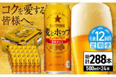 【全12回定期便】サッポロ 麦とホップ 500ml×24缶 合計288缶 日田市 / 株式会社綾部商店　ビール サッポロ お酒 酒 日田[ARDC143]