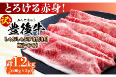 【訳あり】おおいた豊後牛 赤身霜降り しゃぶしゃぶすき焼き用（肩・モモ）1.2kg(600g×2P) 日田市 / 株式会社MEAT PLUS 訳あり 牛肉 おおいた豊後牛  豊後牛 黒毛和牛 スライス しゃぶしゃぶすき焼き  国産  霜降り 肩 もも モモ  [AREI037]
