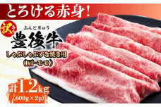 【訳あり】おおいた豊後牛 赤身霜降り しゃぶしゃぶすき焼き用（肩・モモ）1.2kg(600g×2P) 日田市 / 株式会社MEAT PLUS 訳あり 牛肉 おおいた豊後牛  豊後牛 黒毛和牛 スライス しゃぶしゃぶすき焼き  国産  霜降り 肩 もも モモ  [AREI037]