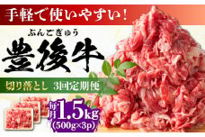 【全3回定期便】【たっぷりお得！】おおいた豊後牛 牛肉 切り落とし 1.5kg (500g×3) 日田市 / 株式会社MEAT PLUS 牛肉 おおいた豊後牛 おおいた 豊後牛 黒毛和牛 赤身 薄切り 切り落とし 和牛 [AREI050]