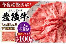 【全12回定期便】おおいた豊後牛 しゃぶしゃぶすき焼き用（肩ロース・肩バラ・モモ）400g 日田市 / 株式会社MEAT PLUS 牛肉 おおいた豊後牛 おおいた 豊後牛 黒毛和牛 スライス しゃぶしゃぶすき焼き しゃぶしゃぶ すき焼き 和牛 [AREI064]