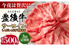 【全3回定期便】【厳選部位】おおいた豊後牛 サーロイン しゃぶしゃぶすき焼き用 500g 日田市 / 株式会社MEAT PLUS おおいた豊後牛 おおいた 豊後牛 黒毛和牛 スライス しゃぶしゃぶすき焼き しゃぶしゃぶ すき焼き 小分け サーロイン 和牛 [AREI083]
