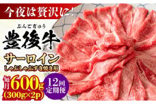 【全12回定期便】【厳選部位】おおいた豊後牛 サーロイン しゃぶしゃぶすき焼き用 600g(300g×2P) 日田市 / 株式会社MEAT PLUS おおいた豊後牛 おおいた 豊後牛 黒毛和牛 スライス しゃぶしゃぶすき焼き しゃぶしゃぶ すき焼き 小分け サーロイン 和牛 [AREI088]