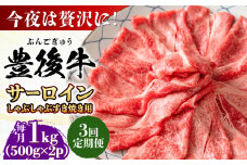 【全3回定期便】【厳選部位】おおいた豊後牛 サーロイン しゃぶしゃぶすき焼き用 1kg (500g×2P)日田市 / 株式会社MEAT PLUS おおいた豊後牛 おおいた 豊後牛 黒毛和牛 スライス しゃぶしゃぶすき焼き しゃぶしゃぶ すき焼き 小分け サーロイン 和牛 [AREI089]