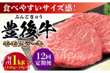【全12回定期便】おおいた豊後牛 モモ ステーキ 約1kg(100g×10P) 日田市 / 株式会社MEAT PLUS 牛肉 おおいた豊後牛 おおいた 豊後牛 黒毛和牛 ステーキ  赤身ステーキ 赤身 もも モモ モモステーキ [AREI127]