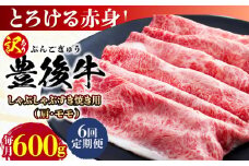 【全6回定期便】【訳あり】おおいた豊後牛 赤身霜降り しゃぶしゃぶすき焼き用（肩・モモ）600g 日田市 / 株式会社MEAT PLUS 訳あり 牛肉 おおいた豊後牛  豊後牛 黒毛和牛 スライス しゃぶしゃぶすき焼き  国産  霜降り 肩 もも モモ  [AREI141]