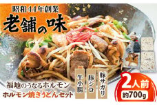 ホルモン焼きうどんセット 700g 日田市 / 福地のうなるホルモン  ホルモン ほるもん サガリ 小腸 バーベキュー 牛小腸 豚シロ 豚サガリ 小腸 うどん 焼きうどん [ARAY004]