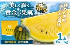 【期間限定】夢色酔夏（金色羅皇）1玉 7~9kg 日田市 / JAおおいた　すいか スイカ 西瓜 黄色いすいか くだもの 果物 糖度 [AREW003]