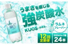 【全12回定期便】強炭酸水クオス ラムネフレーバー 500ml×24本 炭酸水 たんさんすい 炭酸 たんさん 水 飲料水 みず 定期便 単品 ラムネ 日田市 / 株式会社OTOGINO [AREF157]